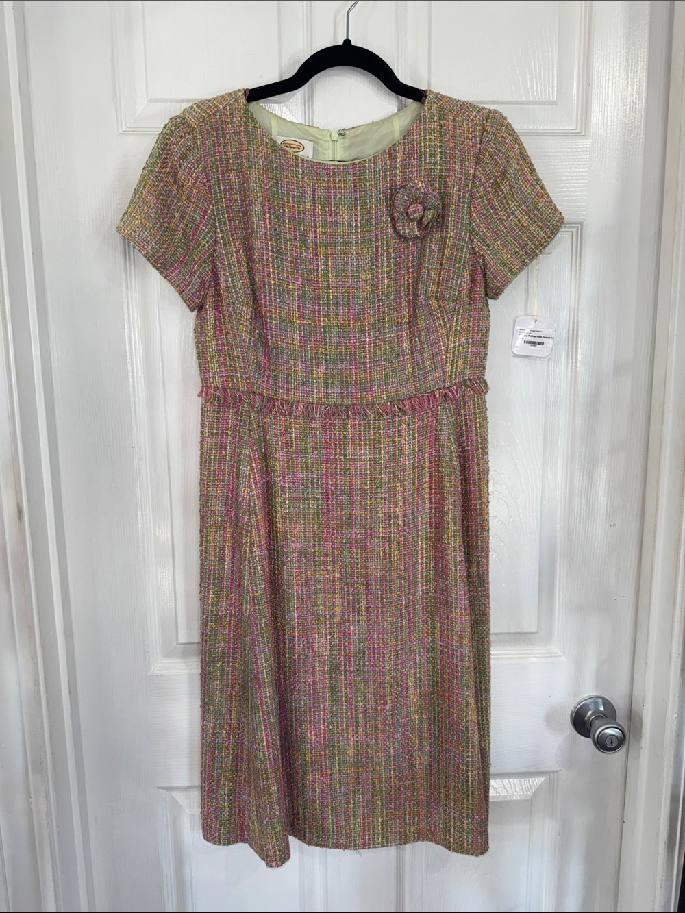 Talbots Pastel Tweed Midi Dress in Pink, Green and Yellow